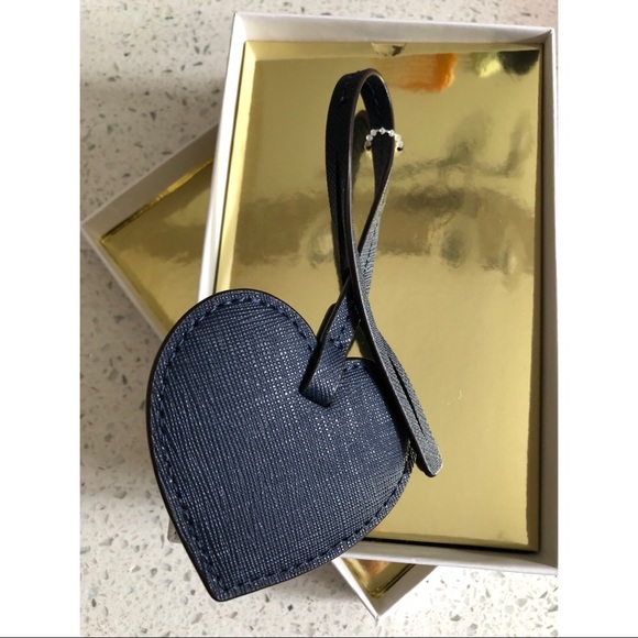 Michael Kors Navy Heart Leather Bag Charm - Picture 2 of 3